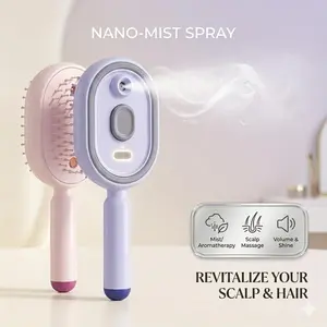 Multifunctional Electric Mist Spray Massage Hair Comb, Essential Oil Aromatherapy Scalp Care Brush, Self-Cleaning Anti-Static Detangler for Dry, Curly, Frizzy & Damaged Hair, Home Daily Hair Styling Accessory