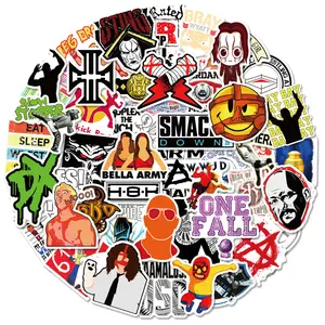 50 WWE text stickers, American wrestling luggage stickers, guitar skateboard cute graffiti stickers, car stickers, Sticker For Cars