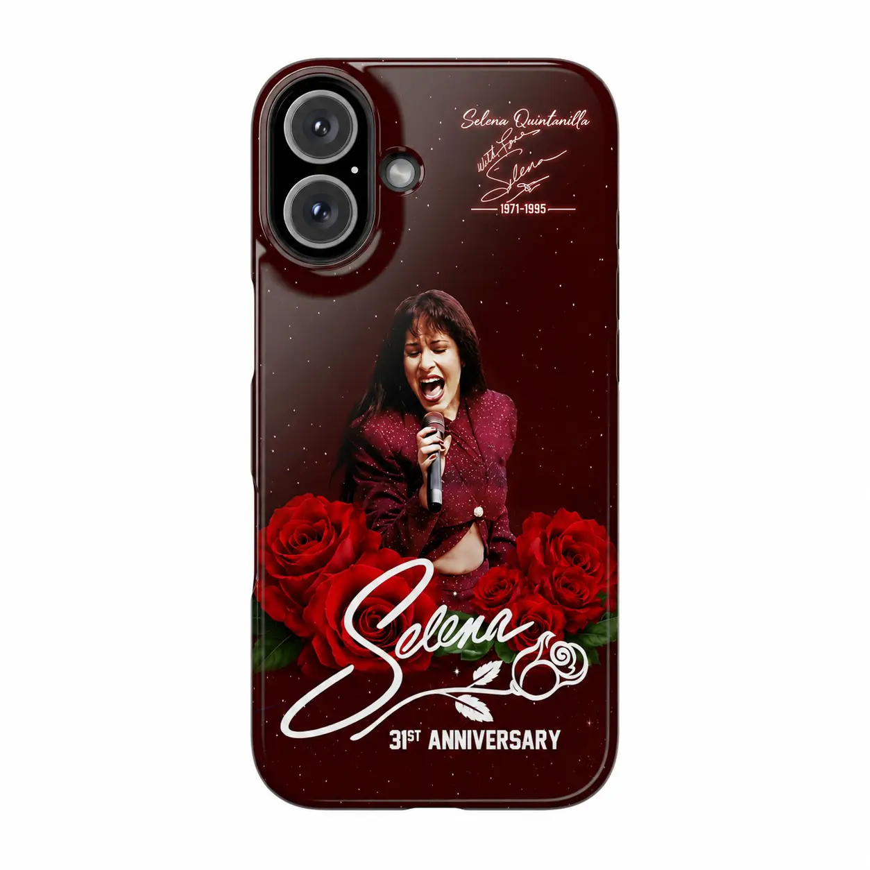 Selena Quintanilla Phone Case, Selena 31st Anniversary Red Rose Tribute Protective Cover, Tejano Music Fan Memorial Case, Latin Singer Gift For Women Men