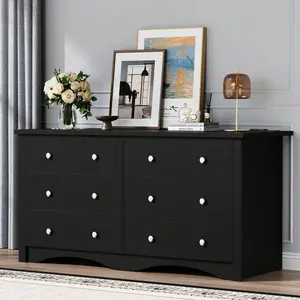 Dresser With Power Outlet, 6 Drawers Dresser For Bedroom, Modern Chest Of Drawers, Wooden Dressers, TV Stand For Living Room,Closet, Hallway