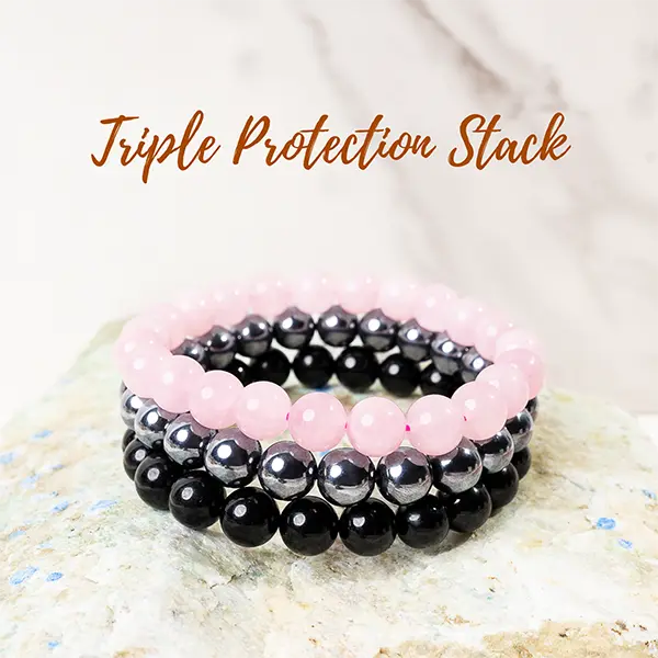 Rose Quartz, Hematite, Black Obsidian