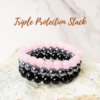 Rose Quartz, Hematite, Black Obsidian