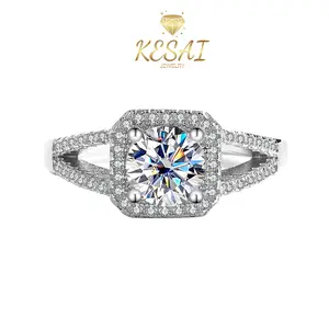 [B031]S925 Sterling Silver Luxury Princess Square Bag Noble Moissanite Ring