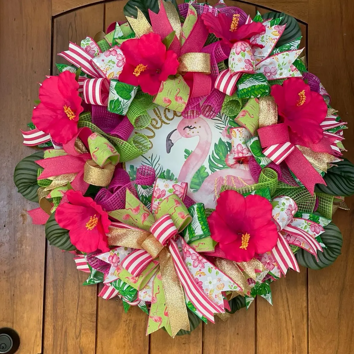 Tropical flamingo wreath!