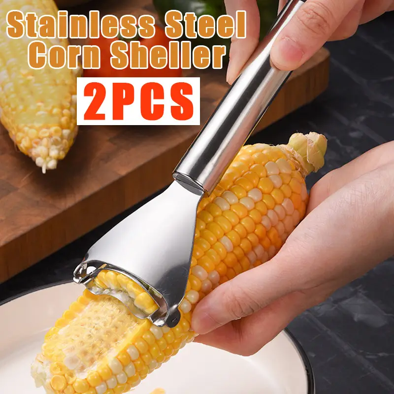 2 Counts Corn Peeler,Commercial-Grade Corn Shucker,Essential Kitchen Tool for Effortless Corn Removal,Rustproof Steel Blade for Bulk Corn Processing C