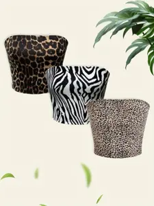 Women's Leopard ＆ Zebra Striped Print Tube Top, Casual Boho Chic Sleeveless Top for Spring & Fall, Ladies Clothes for Daily Wear