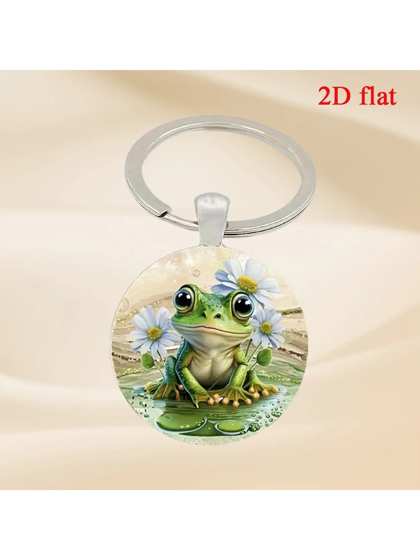 1pc Fashionable Frog Time Gemstone Keychain, frog and Daisy design, glass keychain, keychain pendant, suitable as a gift for friends and family, Halloween, Christmas, Thanksgiving and other festival gifts