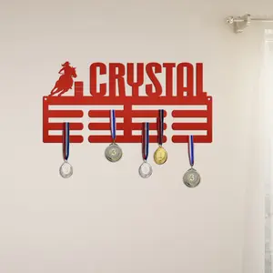 Personalized Barrell Racing Medals Holder-Metal Holder for Medals-Kids Bedroom Decor-Medal Holder-Ribbons-Pesonalized Medal Display for Bedroom-Custom Medal Holder for Awards-Medal Hanger-Sports Bedroom Decor