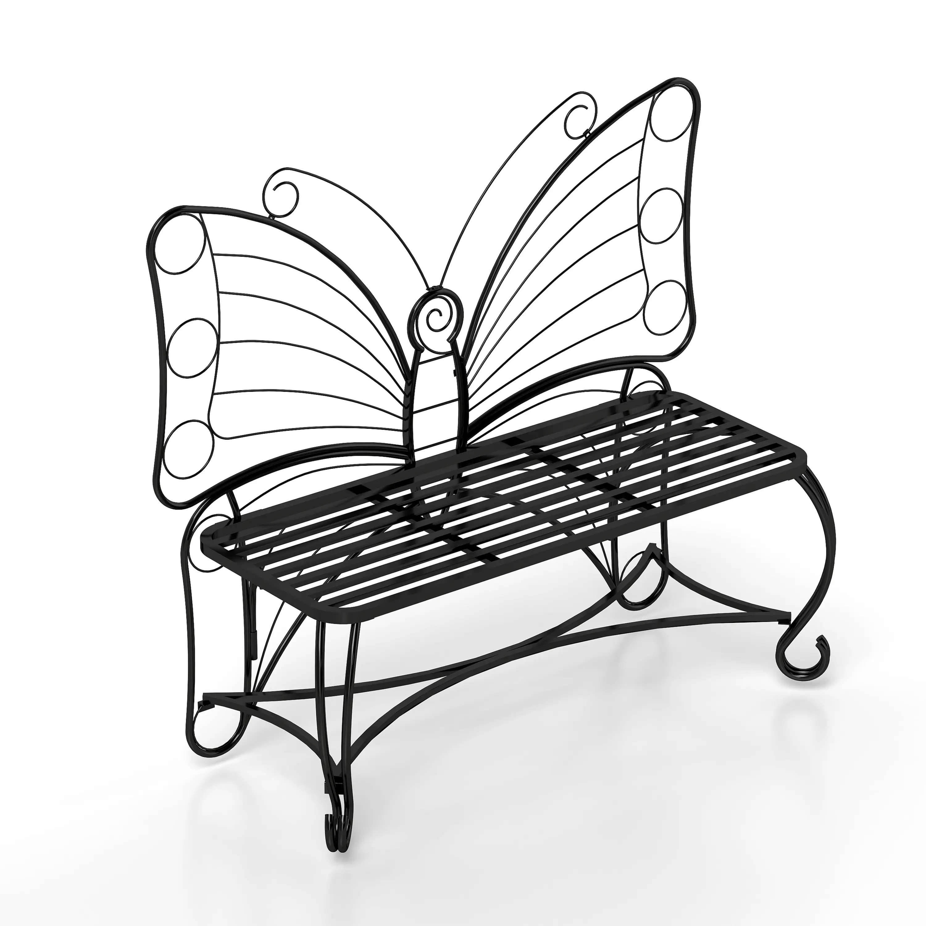 DOMISO Metal Garden Bench Modern Butterfly Cast, Outdoor Bench Patio Seat, Park Bench Outdoor Seating for Garden, Yard, Park, Entryway