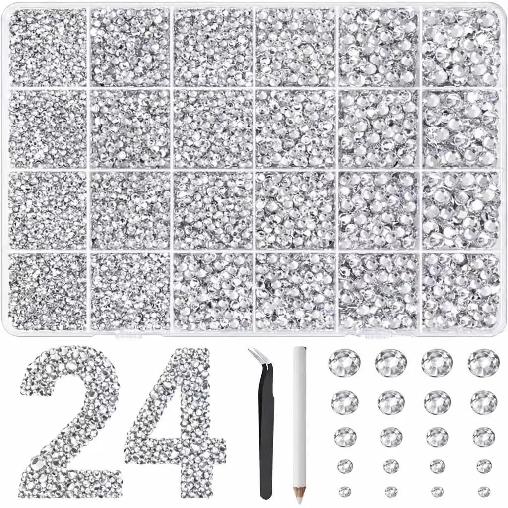 DIY Bedazzling Kit with Mixed  Tweezers,Pick up Pen and Gifted Tools for DIY Crafts Apparel Nail Art ，34000Pcs 40 different Jelly Synthetic Rhinestones for Bedazzling, 3mm Multicolor Resin Flatback Synthetic Gems for Diamond Art,  Kit for Crafting