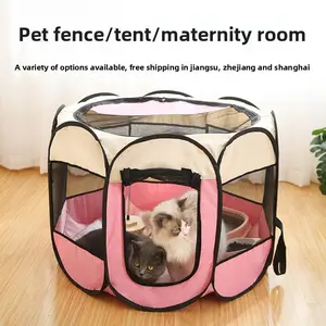 Foldable Portable Octagonal Cage Cat Whelping Box Pet Breathable Tent Kennel