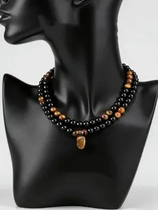 1 PC Lucky Healing Dongling Stone and Tiger's Eye Pendant Design Bead Necklace - Perfect for Everyday Wear | Anniversary Gifts | Holiday and Theme Party Accessories - An Ideal Present for Family, Friends, and Loved Ones