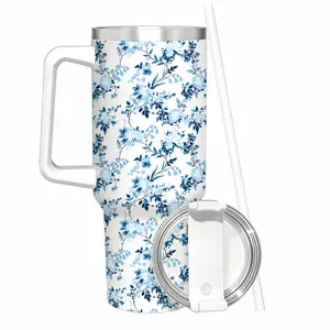 Flip 40oz Flip-Down Covered Straw Tumbler with Handle | 100% Leakproof Insulated Tumbler | Keeps Ice 24+ Hours | Cup Holder Friendly Base Drinkware Flasks Bottles Bottled