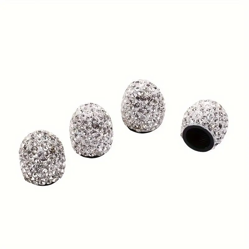 Shiny Rhinestone Car Tire Valve Caps, Fashionable Styling Dust-Proof Wheel Valve Covers, Car Accessories for Tire Valve Stems