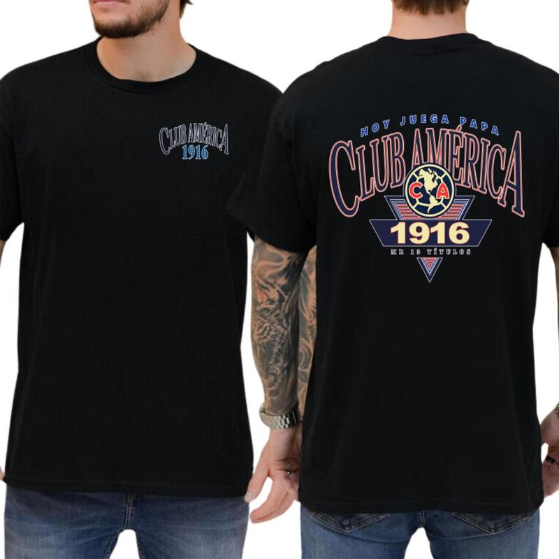 Vintage Club América 1916 T-shirt, Mexico Football Shirt, Graphic Crewneck Classic Cotton for Fans Streetwear Unisex