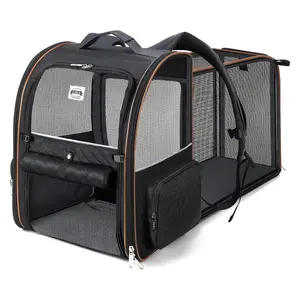 Large Cat Backpack Carrier Expandable Pet Carrier Backpack for Small Dogs Medium Cats Fit Up to 18 Lbs, Dog Backpack Carrier, Foldable Puppy Backpack Carrier for Travel,Quilted Black