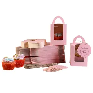 Pink Cupcake Box for 1, Pack of 25/50
