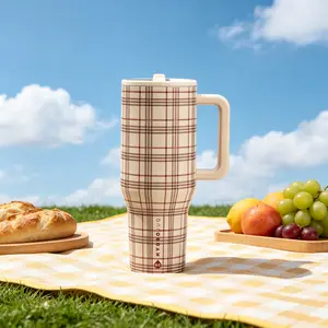 Hydrojug 40oz Drinkware Flasks Plaid Design with Straw and Handle Leak-Proof BPA-Free Ideal for On-the-Go Use Mug Tumbler Bottles Portable & Stylish outdoorfun