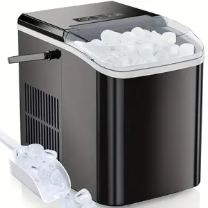 Portable Nugget Ice Maker - 9 Bullet Ice Cubes in 6 Mins, 26.5lbs in 24Hrs, Self-Cleaning, Compact for Home, Kitchen, Party, Camping, RV