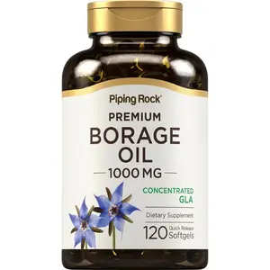 Piping Rock Borage Oil Supplement | 1000 mg Softgel Capsules | 120 Count | Cold Pressed | Hexane Free | Non-GMO, Gluten Free Supplement