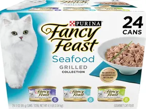 Fancy Feast Grilled Wet Cat Food Seafood Collection in Wet Cat Food Variety Pack - (Pack of 24) 3 oz. Cans