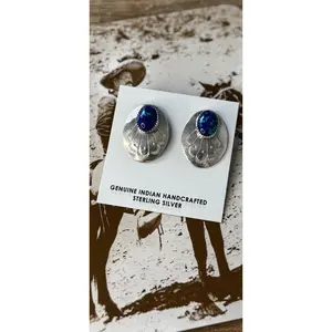 Posts with Stone Earrings - Sterling Silver - Native Handmade - Brenda Pete (artist)