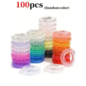 100/50/30/20/10pcs Candy Color Mini Small Spiral Hair Ties, High Elasticity Hair Scrunchies For Ponytail, Buns, Daily Hair Accessories