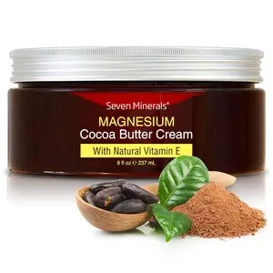 Seven Minerals, Natural Magnesium Cream for Pain Calm, Leg Cramps, Sleep & Muscle Soreness With Moisturizing Organic Cocoa Butter & Vitamin E - Body Care Gentle Moisturizer Comfort