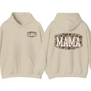 Camo Mama 2 Sided Hoodie, Trendy Camouflage Graphic Pullover, Cool Streetwear Style, Mother’s Day Gift for Moms, Casual Apparel for Women