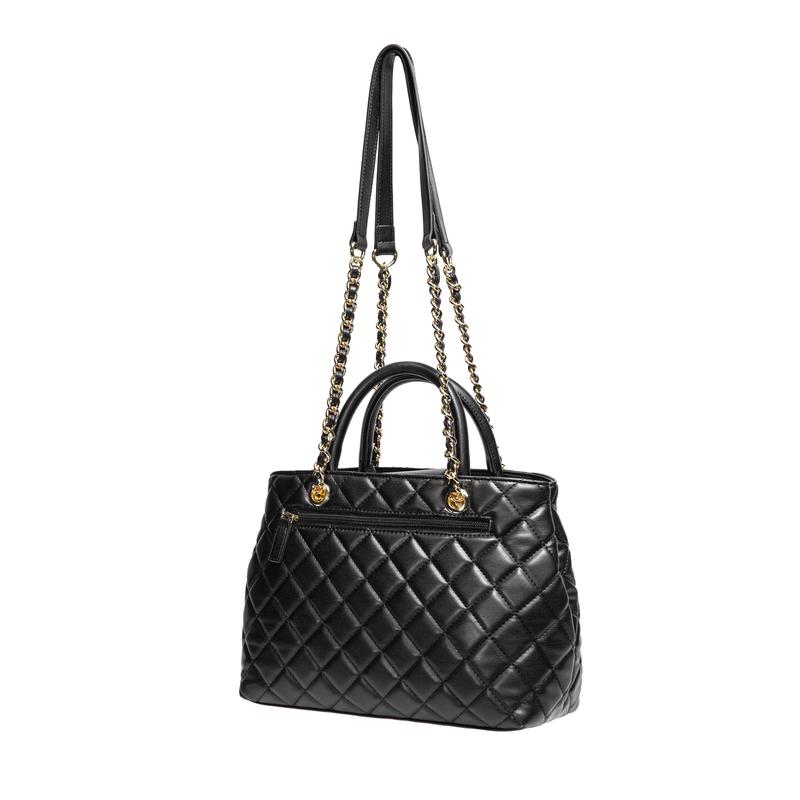 Believe in Yourself Black Quilted Satchel