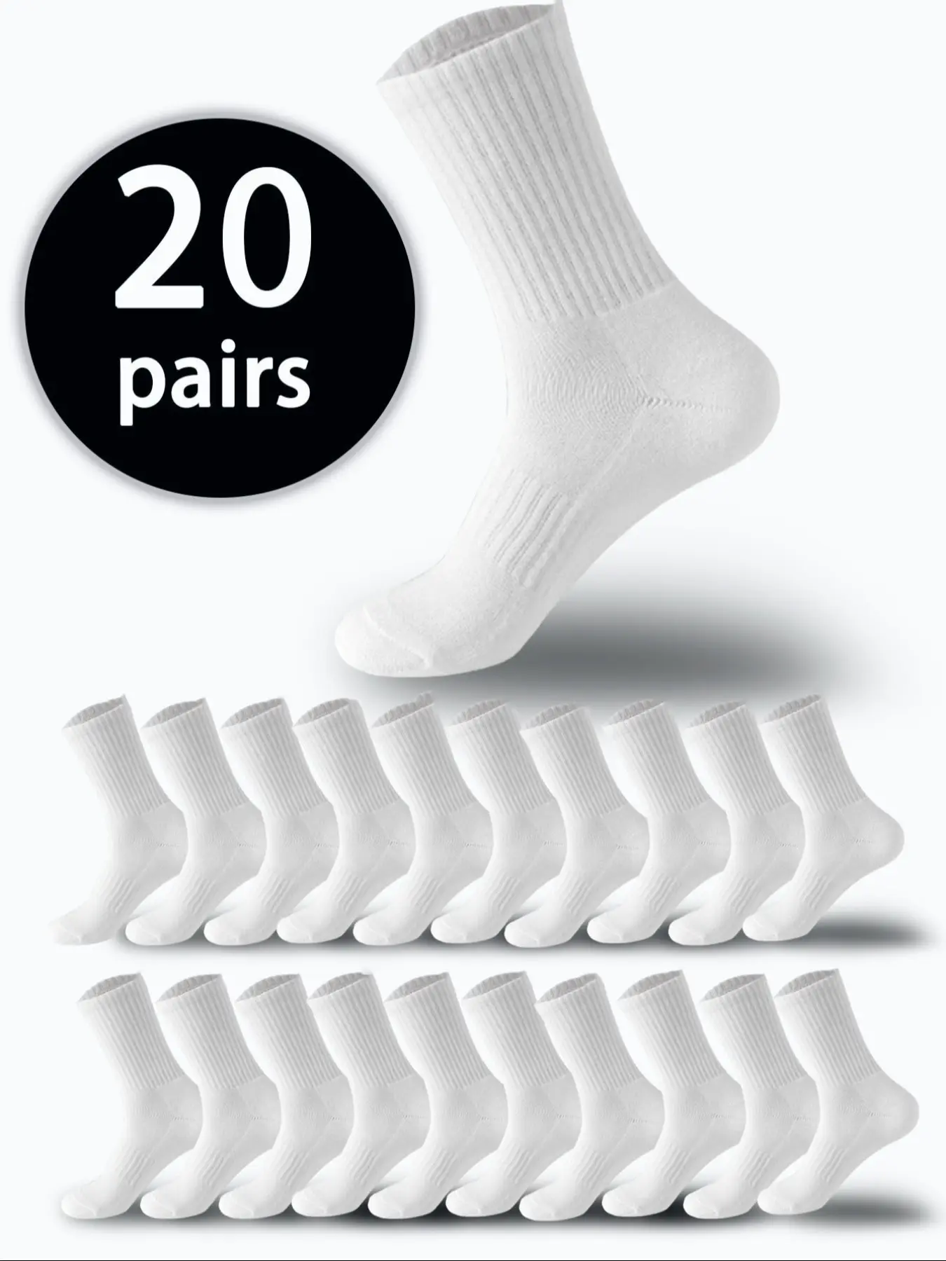 20 Men's Mid-Calf Socks, High-Elastic Casual Socks for Men, Soft Elastic Comfortable Breathable Fabric Socks, Suitable for Daily Wear by Men and Women, Simple and Comfortable Unisex Mid-Calf Socks, Men's and Women's Socks, Fashionable Premium Socks