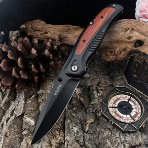 High-Quality Folding Knife, 7cr13mov Steel Blade, 420 Steel Inlaid Wood Handle, Outdoor Camping Fishing Travel Tool, Portable Durableknife, Tactical Knives