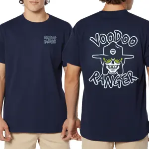 Voodoo Ranger Skeleton T-Shirt, Bold Skull with Hat and Neon Sunglasses Design, Retro Craft Beer 2 Sides Graphic Tee, Soft Cotton Blend Shirt, Streetwear for Men and Women, Gift for IPA Fans and Beer Lovers