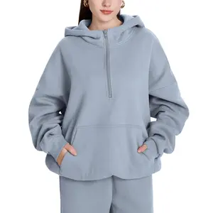 FAIABLE Unisex Oversized Hoodies Half Zip Womens Sweatshirts Fleece Cotton Quarter Zip Pullover with Pockets Fashion Outfits