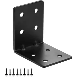4 PCS Heavy Duty Steel Corner Brackets, 4"x4"x3" 90 Degree L Right Angle Bracket, DIY L Shelf Brackets, Metal Joint Timber Connector Support for Wood Shelves, Furniture