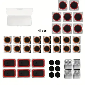 41-Piece Bicycle Tire Repair Kit, Self-Adhesive Puncture Repair Set, Multi-Functional Bike Tool Bag with Tyre Patches, Road Bike Accessories