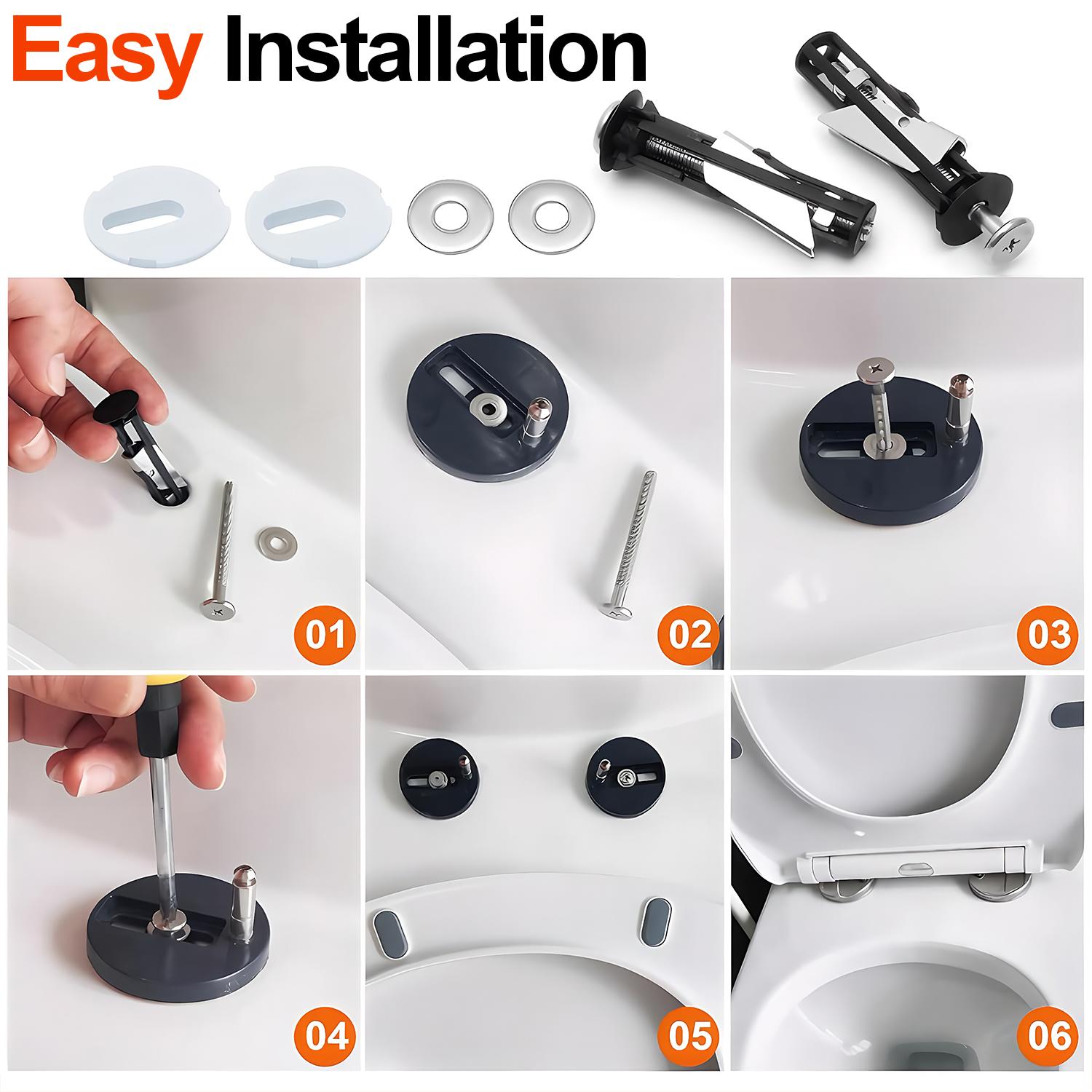 bogoeooa Universal Toilet Seat Bolt Kit Screws Quick Release Easy Install Toilet Seat Replacement Parts Toilet Cover Maintenance Fixing Accessories, Universal for Top Mount