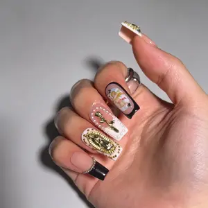 Summer Press On Nails Floral Styles Fake Nails Handmade High Quality 10Pcs Reusable Nail Art
