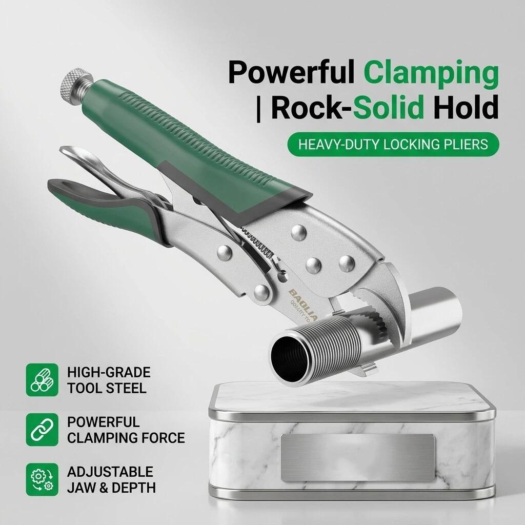 Heavy Duty Locking Pliers, Adjustable Vise Grip Pliers with Strong Clamping Force, Anti-Rust Multi-Function Grip Tool for Pipe Repair, Nuts, Bolts & Home Maintenance