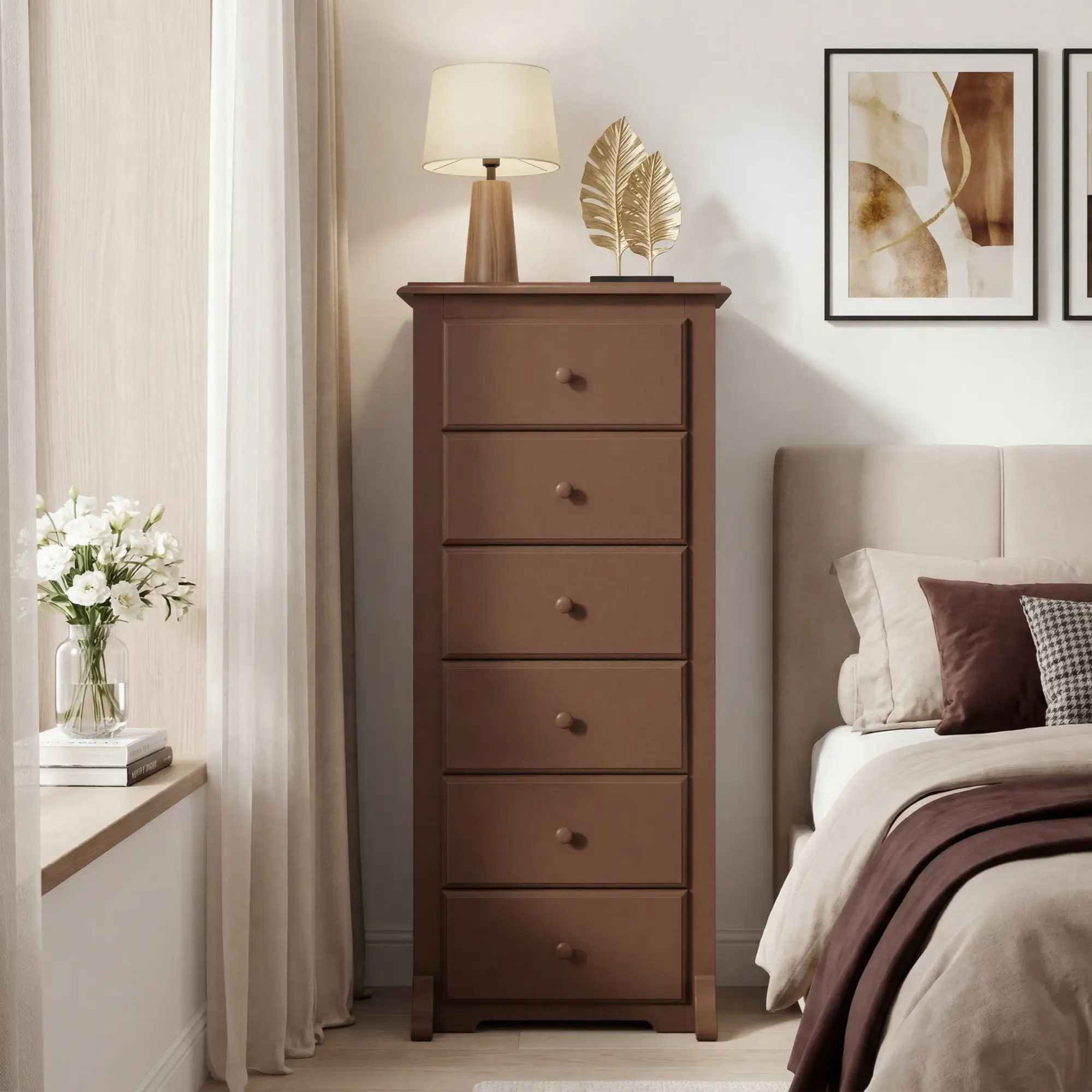 DUMOS Tall 6-Drawer Storage Dresser, Chest of Drawers for Bedroom & Living Room with Ample Storage,Storage Cabinet,Chest of Dreawers
