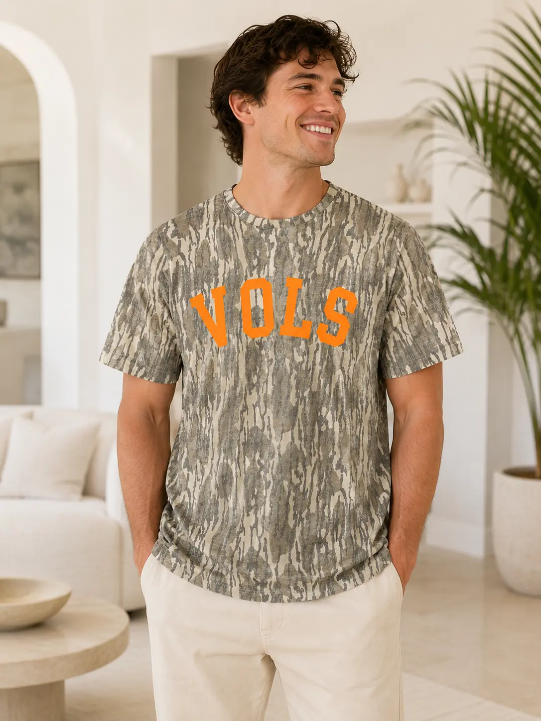 VOLS Orange Letter Camo Graphic T Shirt Country Game Day Tee Outdoor Casual Short Sleeve Camouflage Shirt