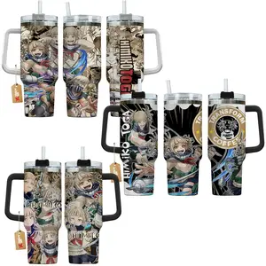 Himiko Toga My Hero Academia: Boku No Hero Anime Manga 40oz Tumbler Stainless Steel with Straw, Lid and Handle - Double Wall Insulated Flasks – Perfect Gift for Fans