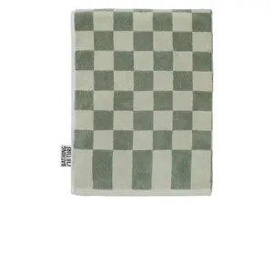 Bathing Culture Bathhouse Check Organic Body Towel in Sage