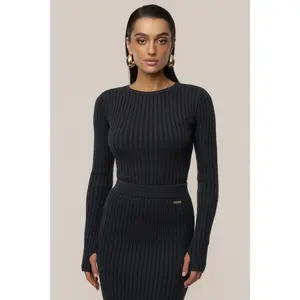 Black Overcast Ribbed Top