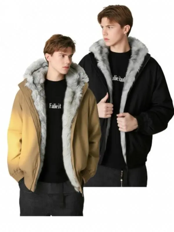 Men's Fleece Lined Thermal Jacket, Casual Loose Fit Windproof Outerwear with Long Sleeves for Cold Weather Travel and Commuting, Menswear, Longsleeves, Casual Outdoor Jacket, Insulated Jacket