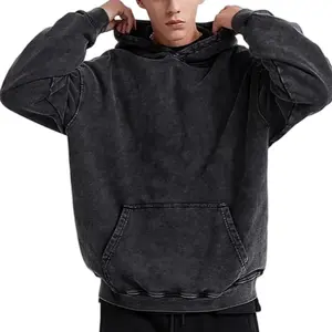 Mens Oversized Hoodie Acid Wash Hoodie Vintage Sweatshirt Heavyweight Fleece Cotton Streetwear Trendy Hoodies