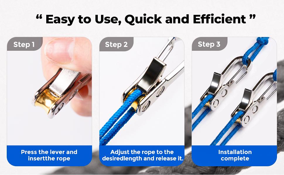 PeaWove The QEG Rope Tightening Tool & Tensioner 8-Pack with Rollercam Technology, Heavy-Duty Tie Down forCamping, Tarps, Boating & Outdoor Gear, Includes 8Reflective Cords & Carry Bag