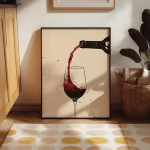 [SALE UP TO 40%] [Unframed] Red Wine Glass Poster, Wine Bottle Wall Art, Wine Posters, Red Wine Wall Art, Wine Glass Wall Art, Vintage Wine Print, Retro Wine Print