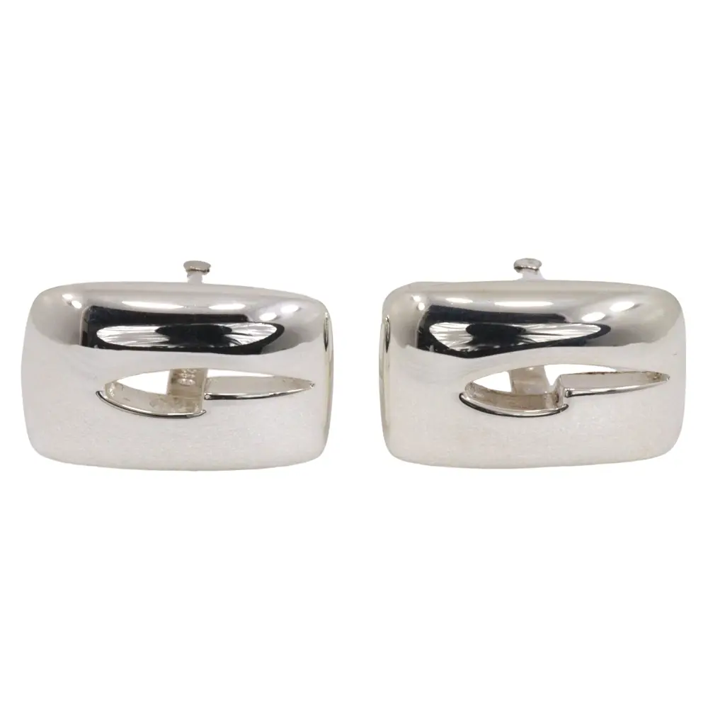 Pre-owned GUCCI Sterling Silver 925 (Ag925) Small Leather Goods G Logo Silver 925 Cufflinks