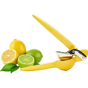 FreshForce Lemon Squeezer Citrus Juicer, Manual Hand Press with Dual-Gear for Juice Extraction,, Yellow
